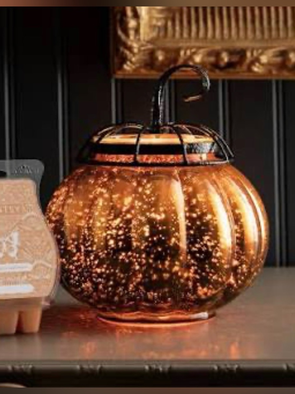 Scentsy Amber Glass Pumpkin Wax Warmer - Orange Decorative Accent - Brand New